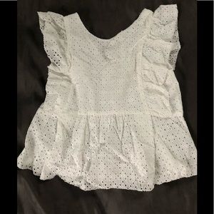 Zara beautiful white eyelet top with ruffle detail
